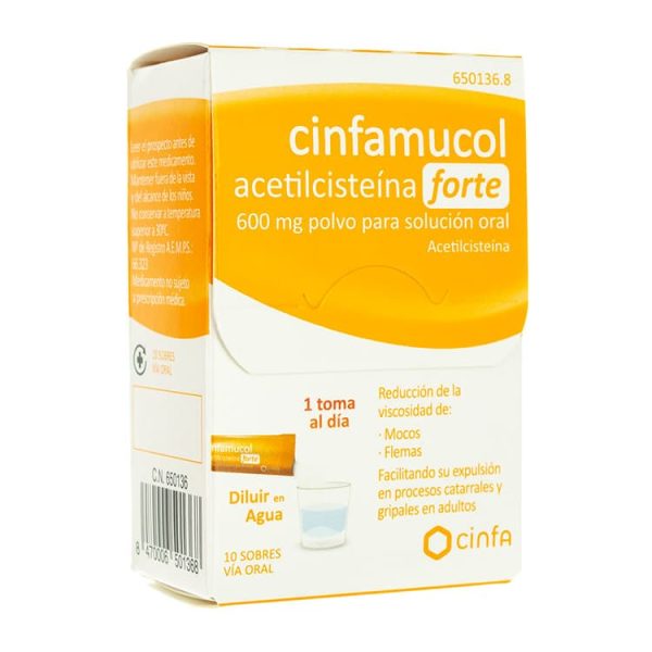 Cinfamucol Acetilcisteína 600 mg 10 sobres polvo solución oral