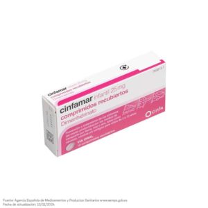 Cinfamar infantil 25 mg 10 comprimidos recubiertos