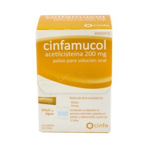 Cinfamucol acetilcisteína 200 mg 20 sobres polvo para solución